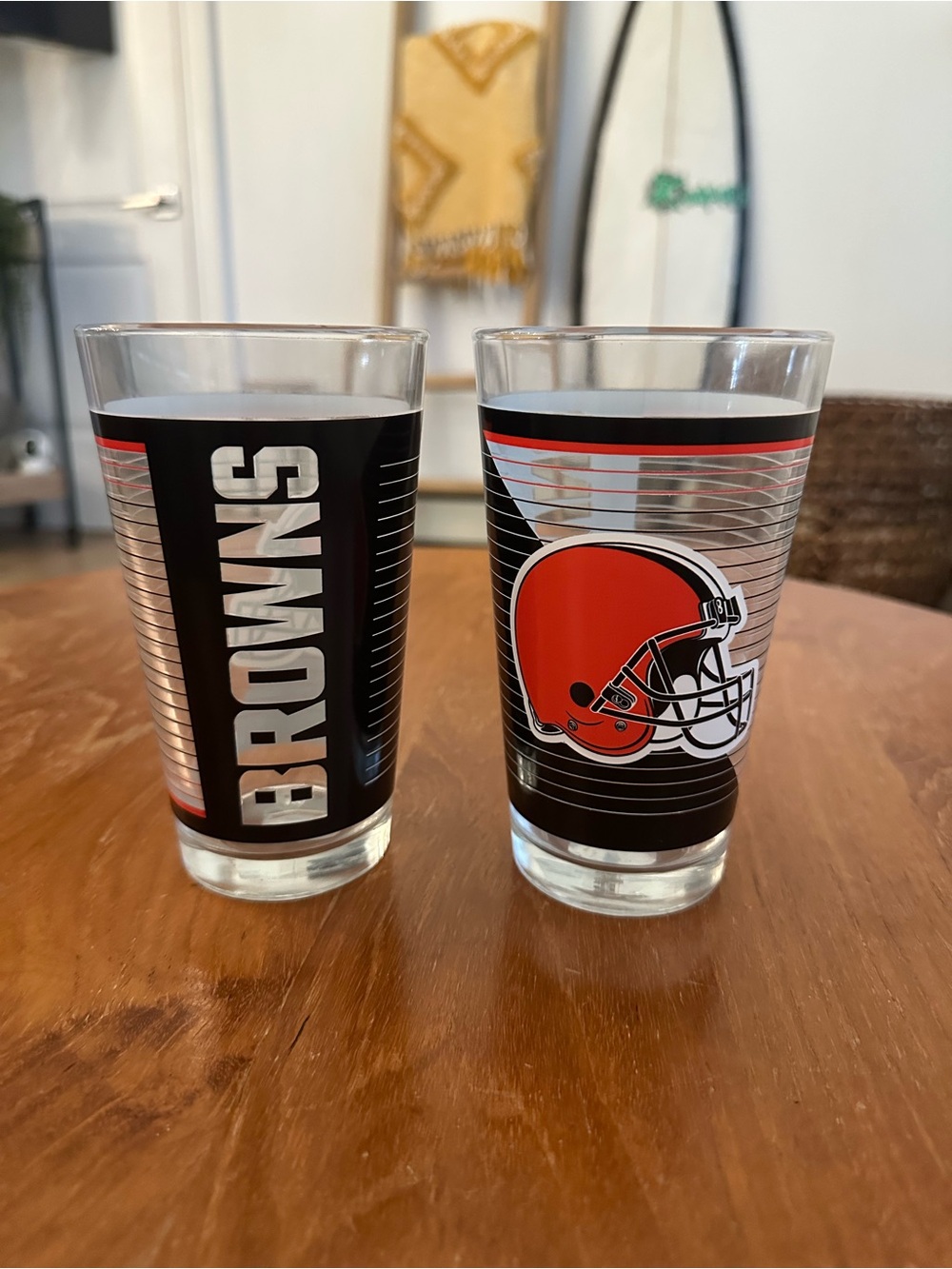 Cleveland Browns NFL Pint Glasses - Black & Orange - Set of 2 (NEVER USED)